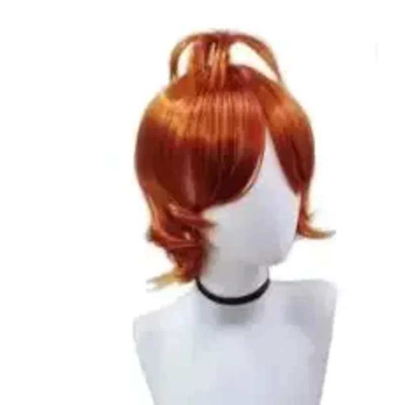 باروكة صناعية برتقالية قصيرة مجعدة، أنيمي داخل خارج Anlande، باروكات شعر صناعية، 2 Anlande فوق بنفسجية