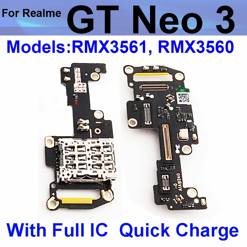 For OPPO Realme GT2 Pro/GT Neo 2 3 SIM Card Slot & Microphone Mic Board Connector Board Flex Cable Repair Part With Quick Charge