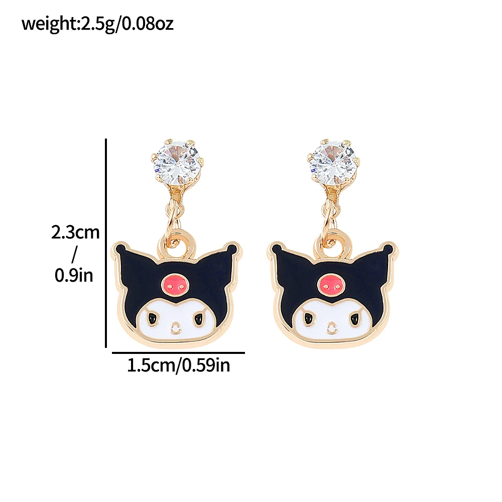 Anime Sanrio Hello Kitty Earrings Cartoon Figure Kuromi Melody Metal Badge Pendant Ear Drop Earrings Kawaii Jewelry Accessories