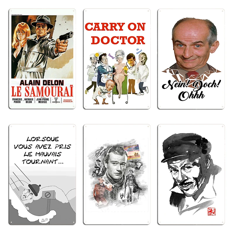 Le Samourai Presentes engraçados Nein Doch Ohh Manga Longa Louis De Funes Presente Especial Metal Criar Ferro Cinema Tin Sign Poster