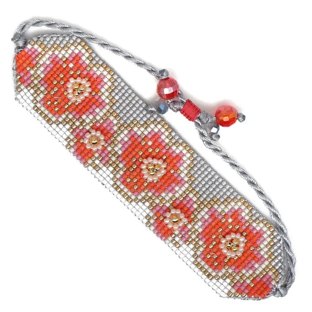 Rice Ball Bracelet  Hand woven  Plum blossom  pattern  Beading  Adjustable  originality  Simplicity  Bohemia  Beaded Bracelet