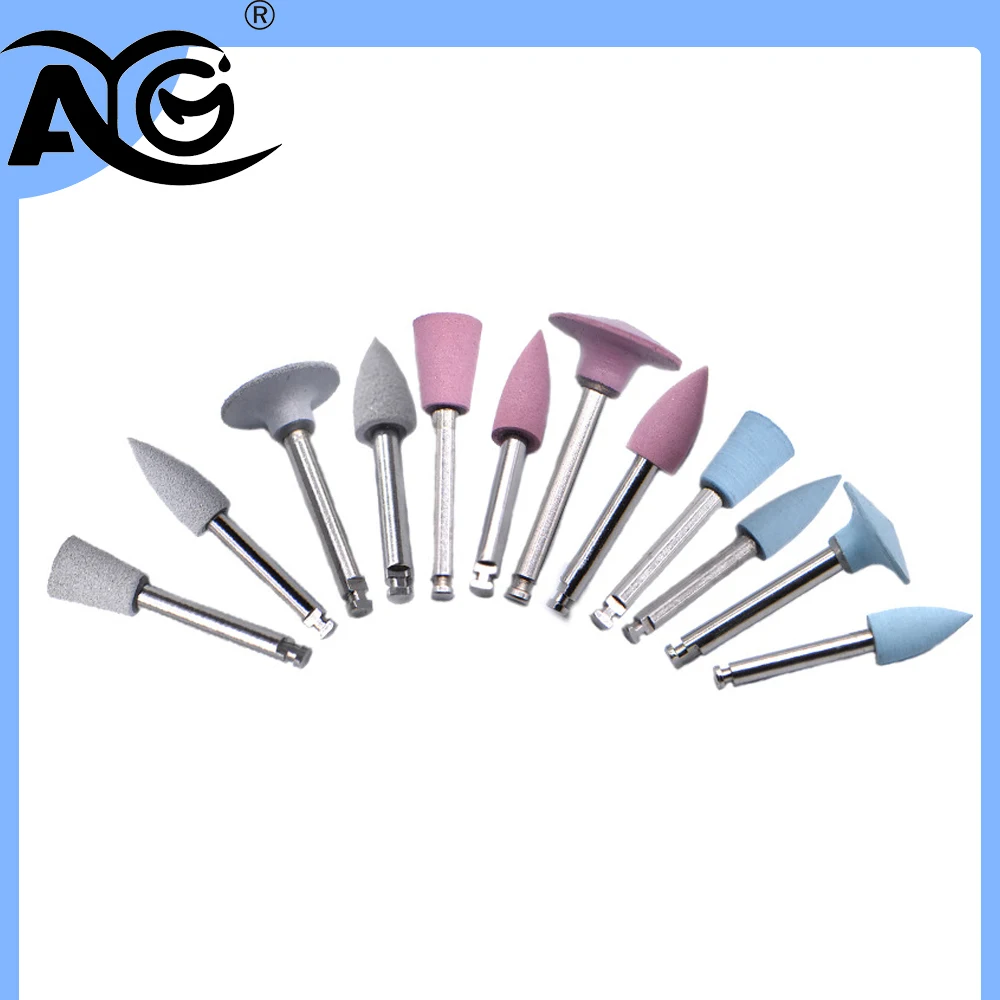 AG 10pcs Dental Silicone Grinding Heads Polishing Burs Kit for Low Speed Contra Angle Handpiece Dentistry Instrument Accessories