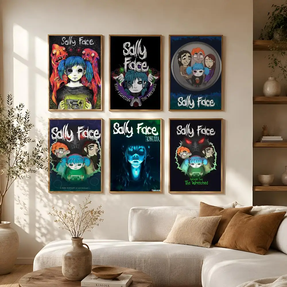 Sally Face Game Inspired Poster Self-Adhesive HD Mural Wall Decals, Living Room Bedroom Home Decor Gift