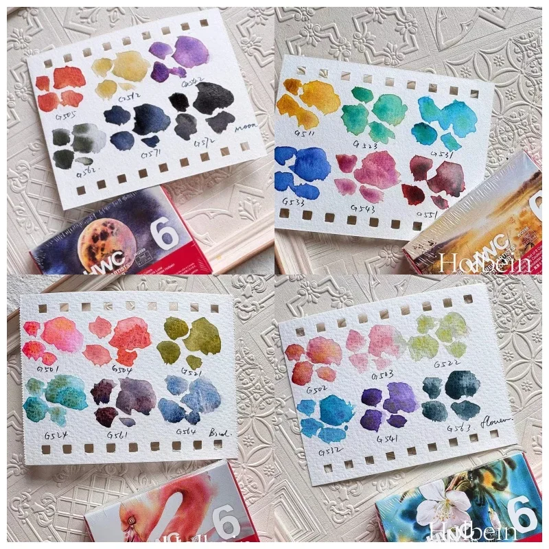 Japan Holbein 6x5ml Tube Set Granulating Watercolor Paint Layer Separation Effect Artist Watercolour Pigment Art Supplies