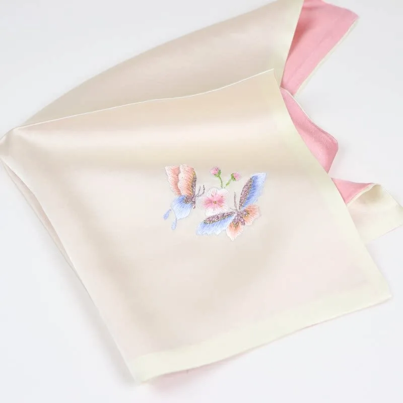 Guofeng Pure Silk Hand-embroidered Butterfly Handkerchief
