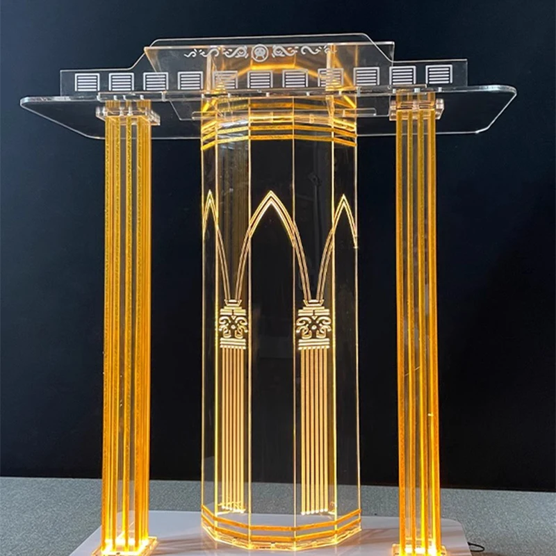 Imagem -05 - Elegante Led Church Podium Clear Acrylicwith Rollers e Vertical Reading Platform Church Entrance And Classroom