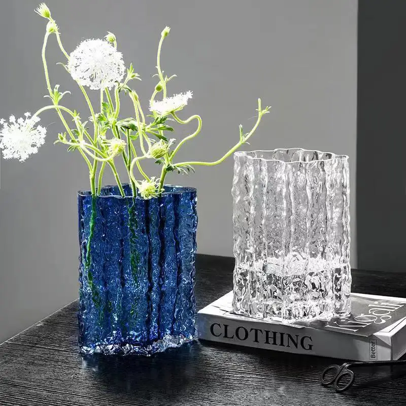 HP Instagrammable glacier vase - clear glass floral arrangement for roses and fresh flowers - living room & dining table decor