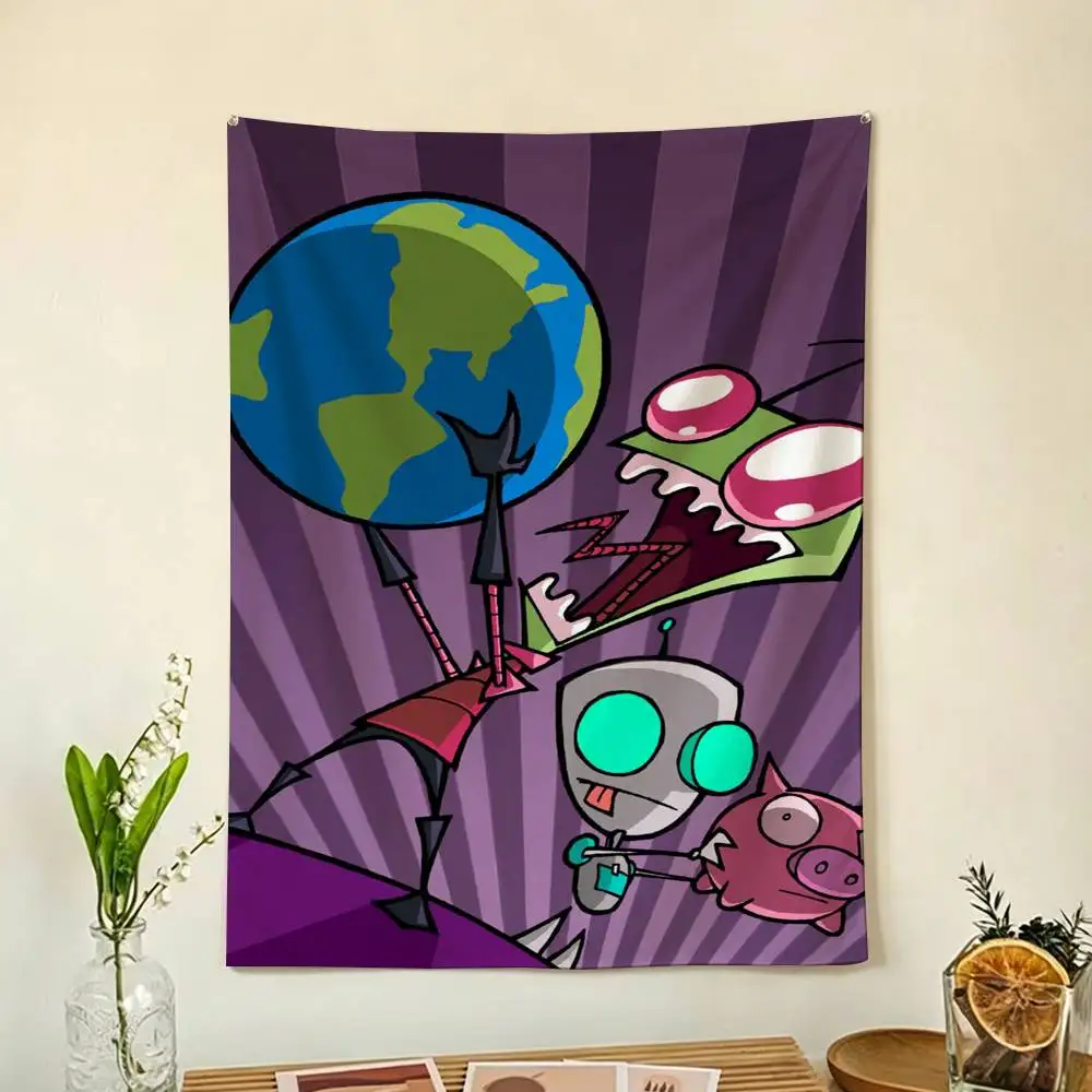 dark cartoon Invader Zim Flag Digital Printing Banner for Garage Wall Out Door Decoration