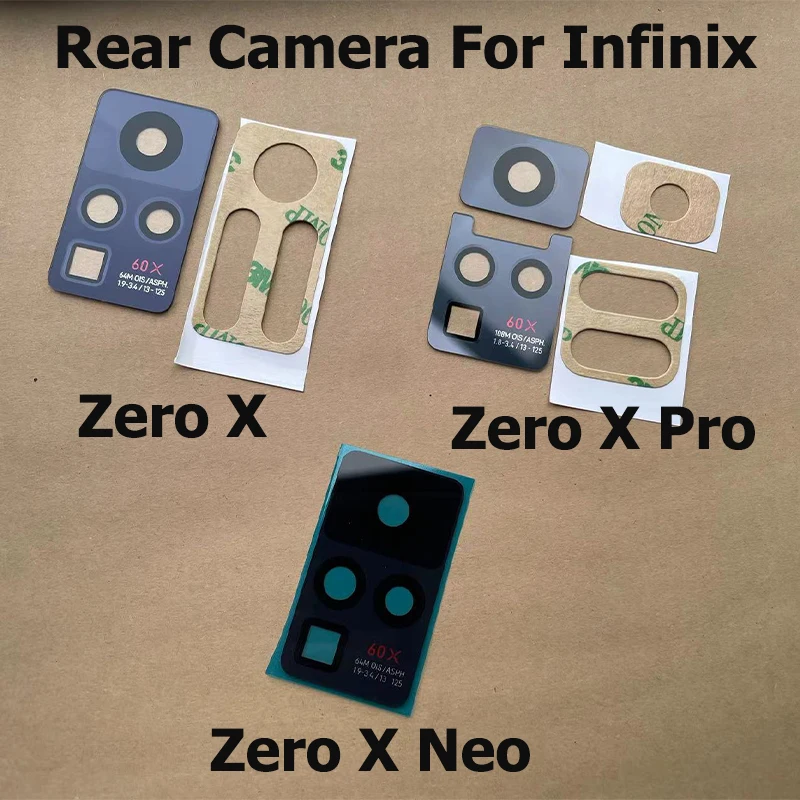 For Infinix Zero X Pro X6810 X6811 X6811B Back Rear Camera Glass Lens With Sticker Replacement Parts For Zero X Neo