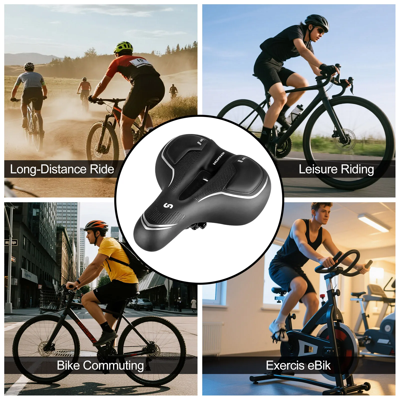 Komfort-Fahrradsattel, extra breiter MTB-Rennradsitz mit Memory-Schaum-Silikon-Gel-Kissen, stoßdämpfender, hohler, atmungsaktiver PU-Ledersattel mit Federungskugeln, Regenschutz und Werkzeugen für Mountainbike- und Stadtfahrten. – Detail 11