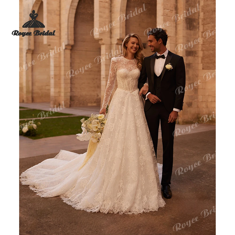 

Свадебное платье А-силуэта с кружевом и пайетками 2026, с аппликацией из бисера и пуговицами, пляжное, на заказ, vestido de novia