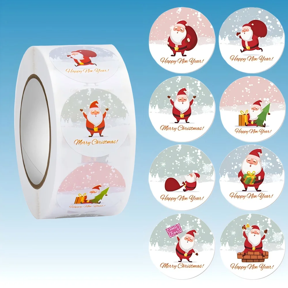 

500pcs/roll Merry Christmas Stickers Christmas Theme Seal Labels Stickers For DIY Gift Baking Package Envelope
