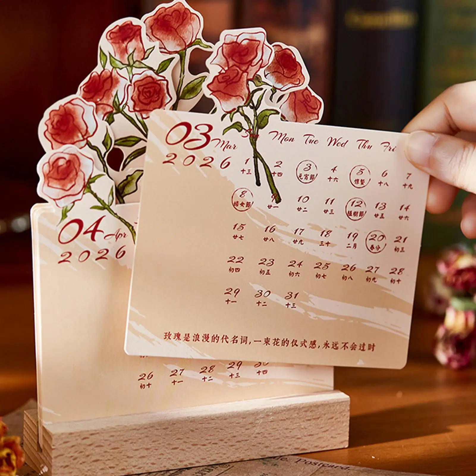 

2026 Monthly Desk Calendar Rose Daily Weekly Monthly Planner Vintage 2026 Calendar Deck Decor For Agenda Appointment Planning