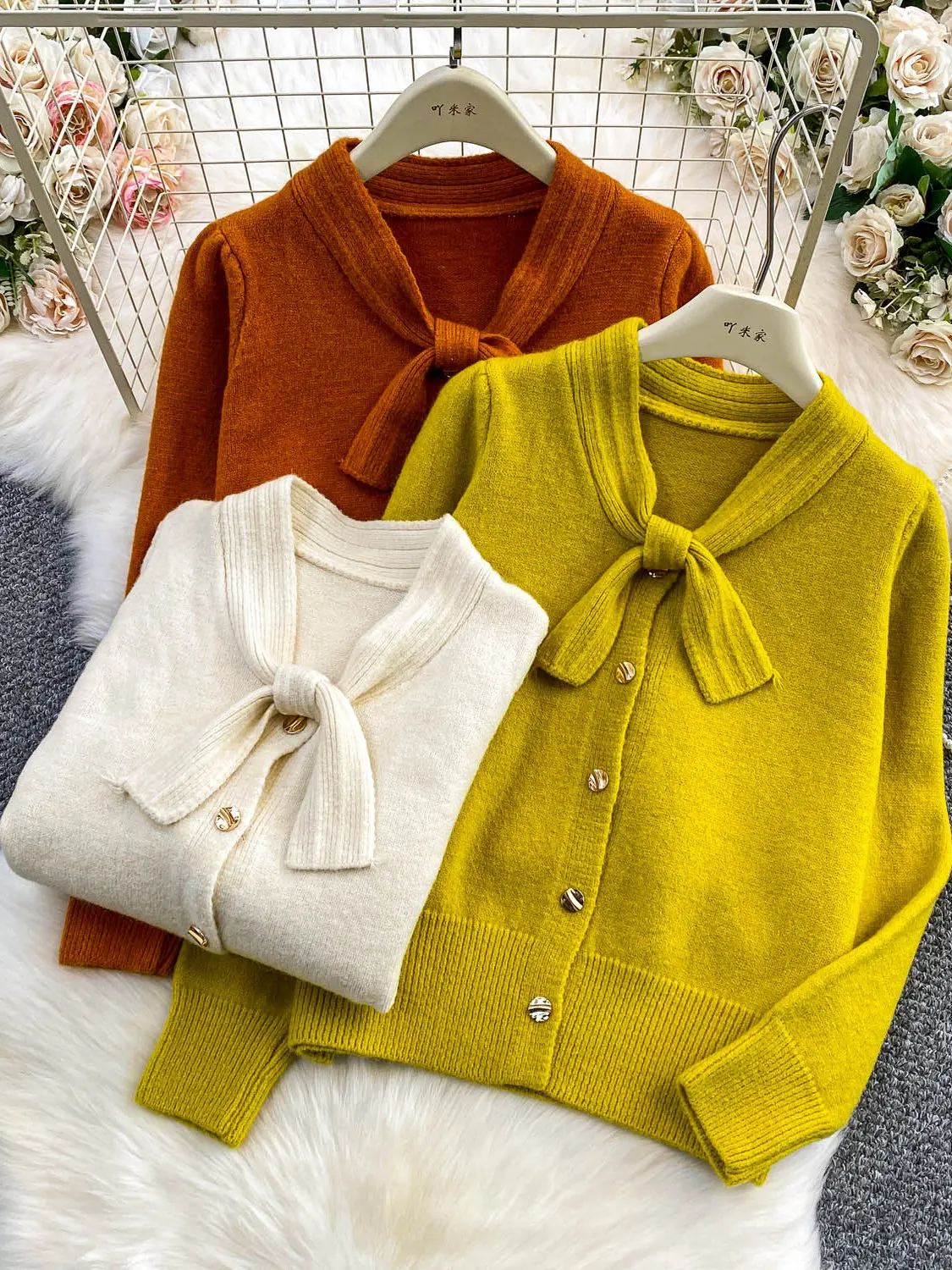 

Осенне-зимний вязаный жакет с V-образным вырезом и узлом, женский, элегантный, универсальный, на одной пуговице, для зрелых женщин