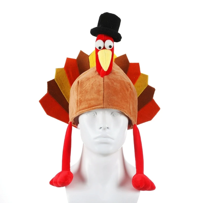 Plush Turkey Thanksgiving Turkey Hat Novelty Cooked Chicken Costume Dress Up