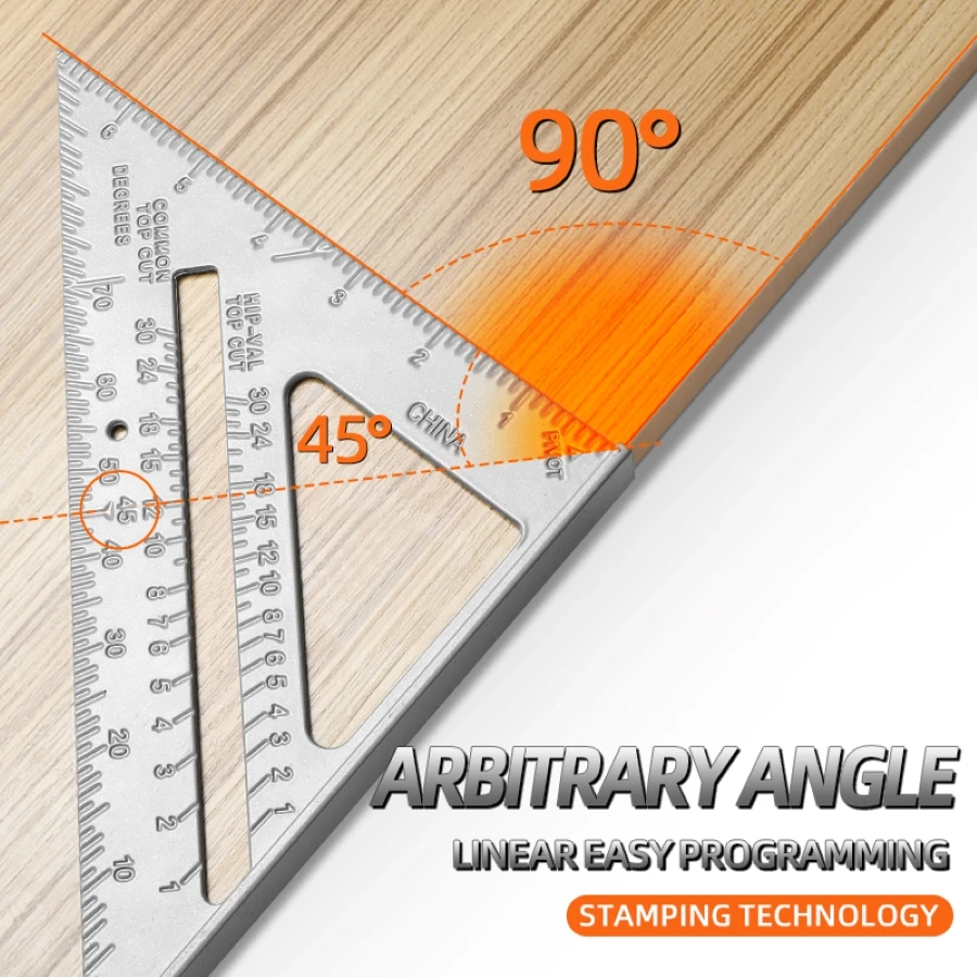 AIRAJ Aluminum triangular ruler, protractor, miter, square, triangle, metric, gauge, woodworking, tools