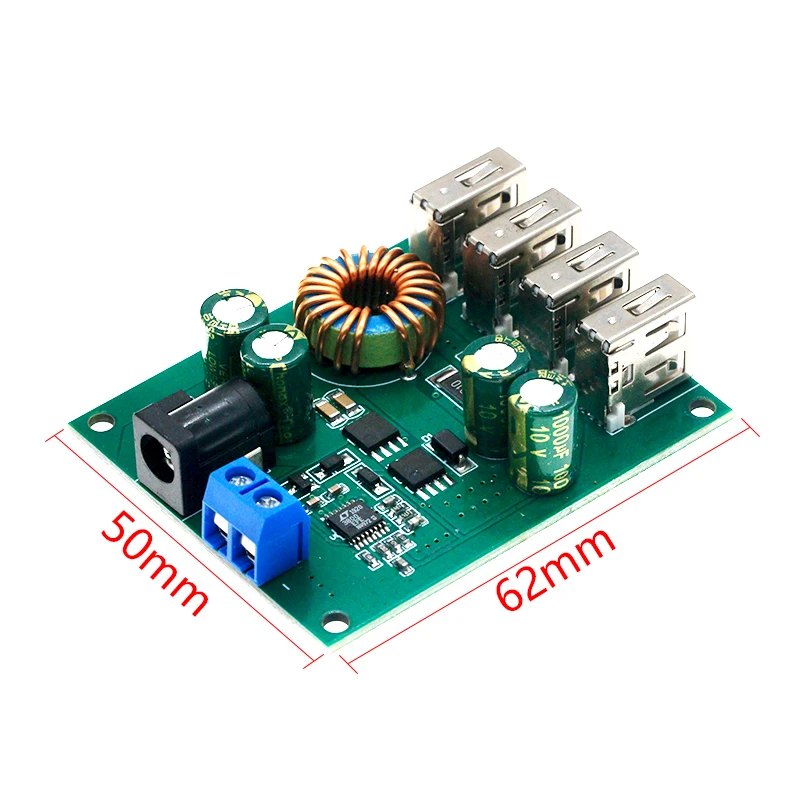 DC DC 7V-60V to 5V 5A 4 Four USB Output Buck Converter Board Step Down Power Supply Module Car Charger High Speed