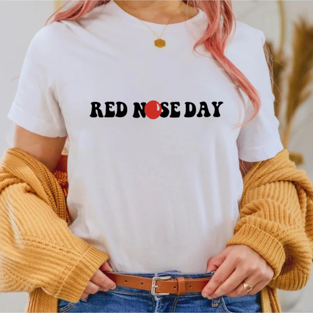 

Red Nose Day Shirt Comic Red Nose Day 2023 Shirts Funny Novelty Family Top Graphic Tee Unisex Short Sleeve Casual Tops