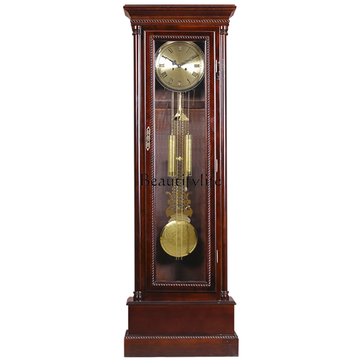 

Vertical clock living room solid wood retro copper movement heavy hammer pendulum clock