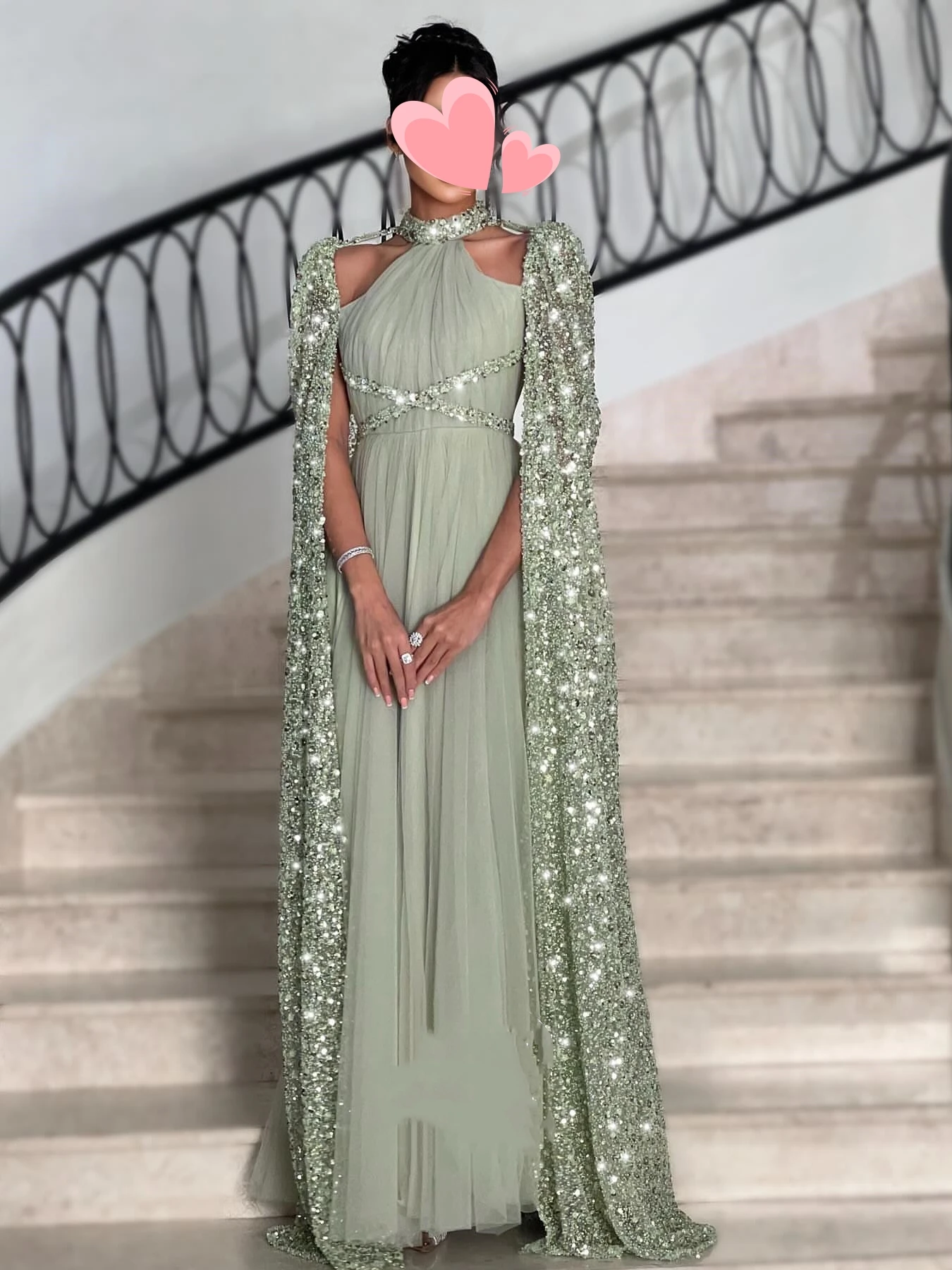 Oisslec Vestidos de fiesta Elegante Vintage Dulce Cuentas verdes Encaje Elegante Personalizado Ocasión formal Vestido de fiesta Vestidos de fiesta de noche