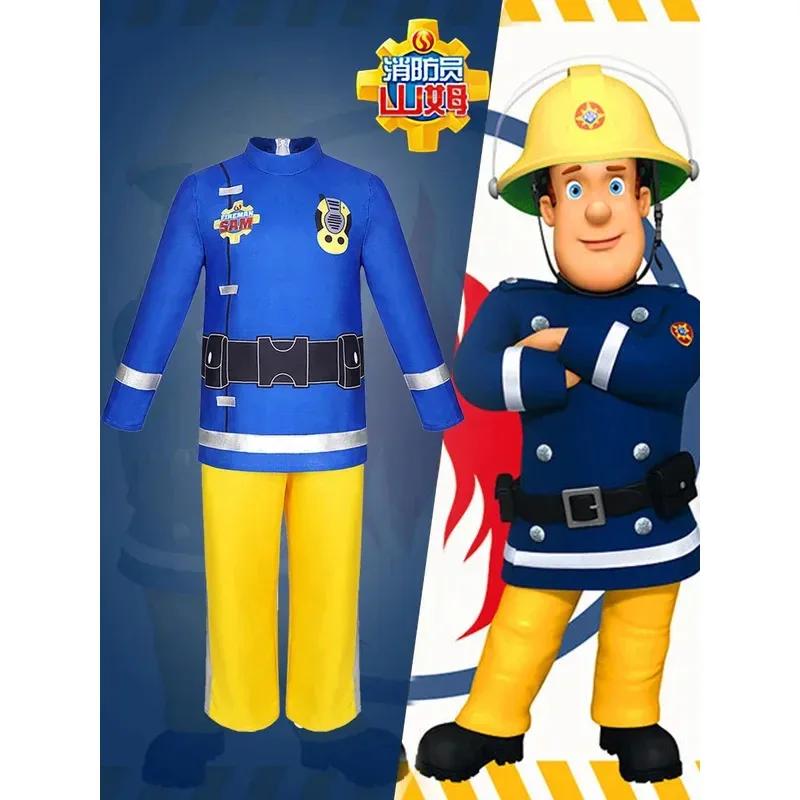 HAni 2025 FiremanSam Disfraz de escenario para niños Sam Bombero ☆ ★ ww