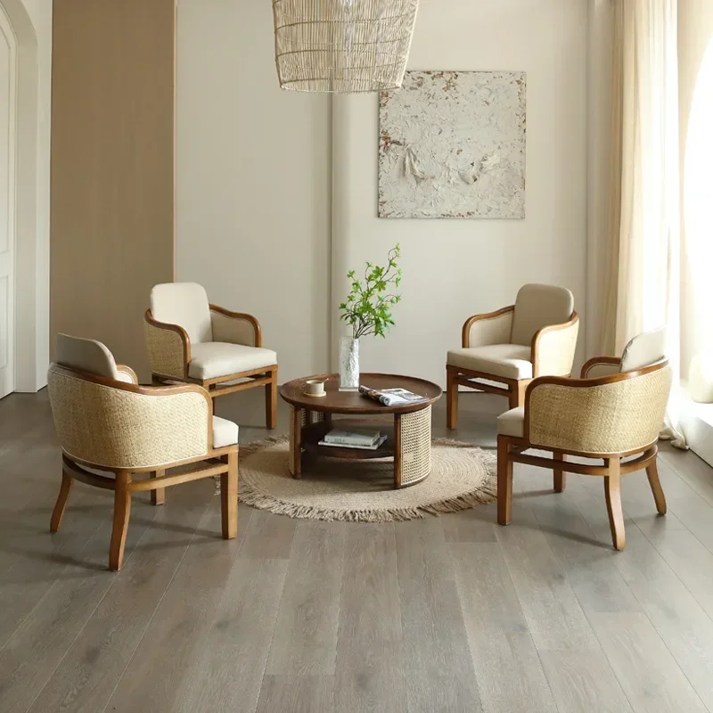 Japanese-style home meeting guest negotiation table and chai r combination home rattan leisure