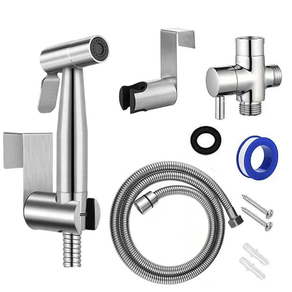 Stainless Steel Bidet Hand Shower Wear Resist Self Cleaning Bidet Sprayer Set with 2 Way Diverter & Hose for Bidet Toilet Shower