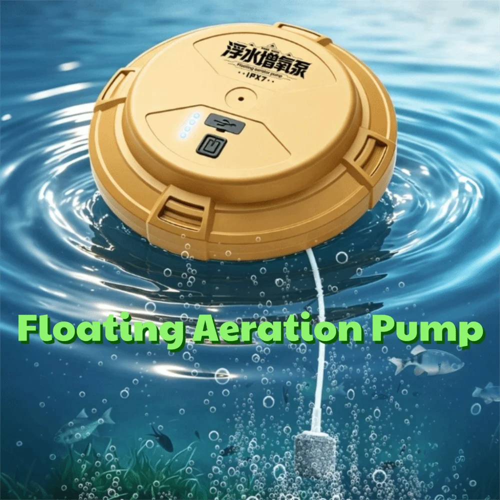 Pompe à air flottante UFO pour aquarium, étanche, ronde, longue autonomie, faible bruit, oxygénateur domestique