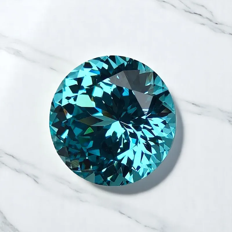 Lab Grown Paraiba Round Shape 100 Faceted Cut Lab Created Sapphire Gemstone Jewelry Making Materials Selectable  Certificate
