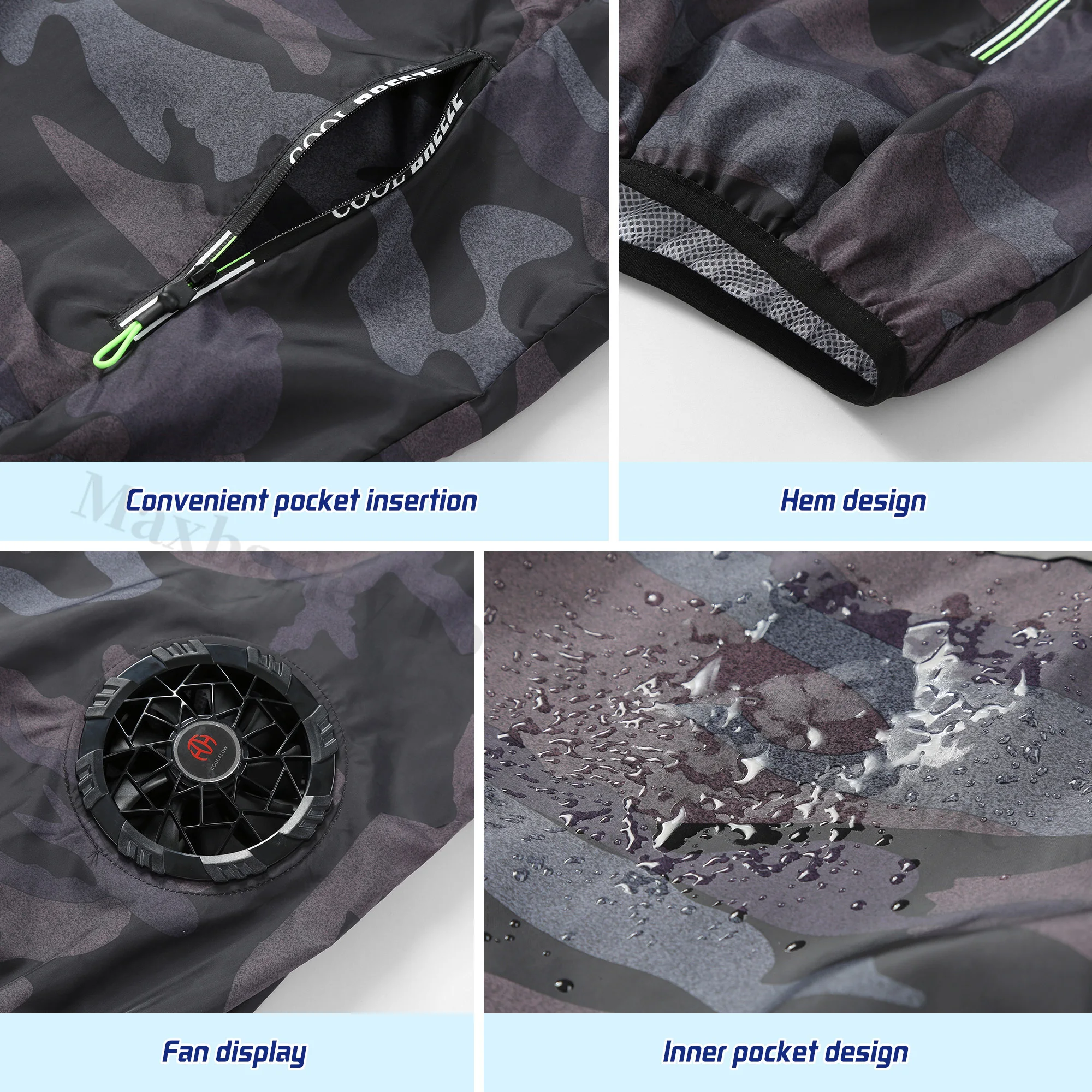  EIAO 9 Blade سترة تبريد يمكن ارتداؤها سترة مروحة دراجة نارية مكيفة الهواء الملابس للرجال النساء المشي لمسافات طويلة الصيد الرياضة في الهواء الطلق #5