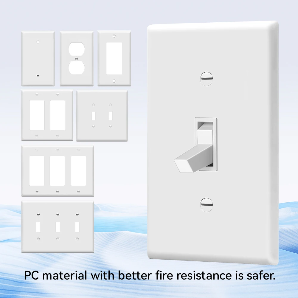 US Standard Wall Plate, Multi-Style Light Switch & Outlet Cover, White PC Material, Durable for Home