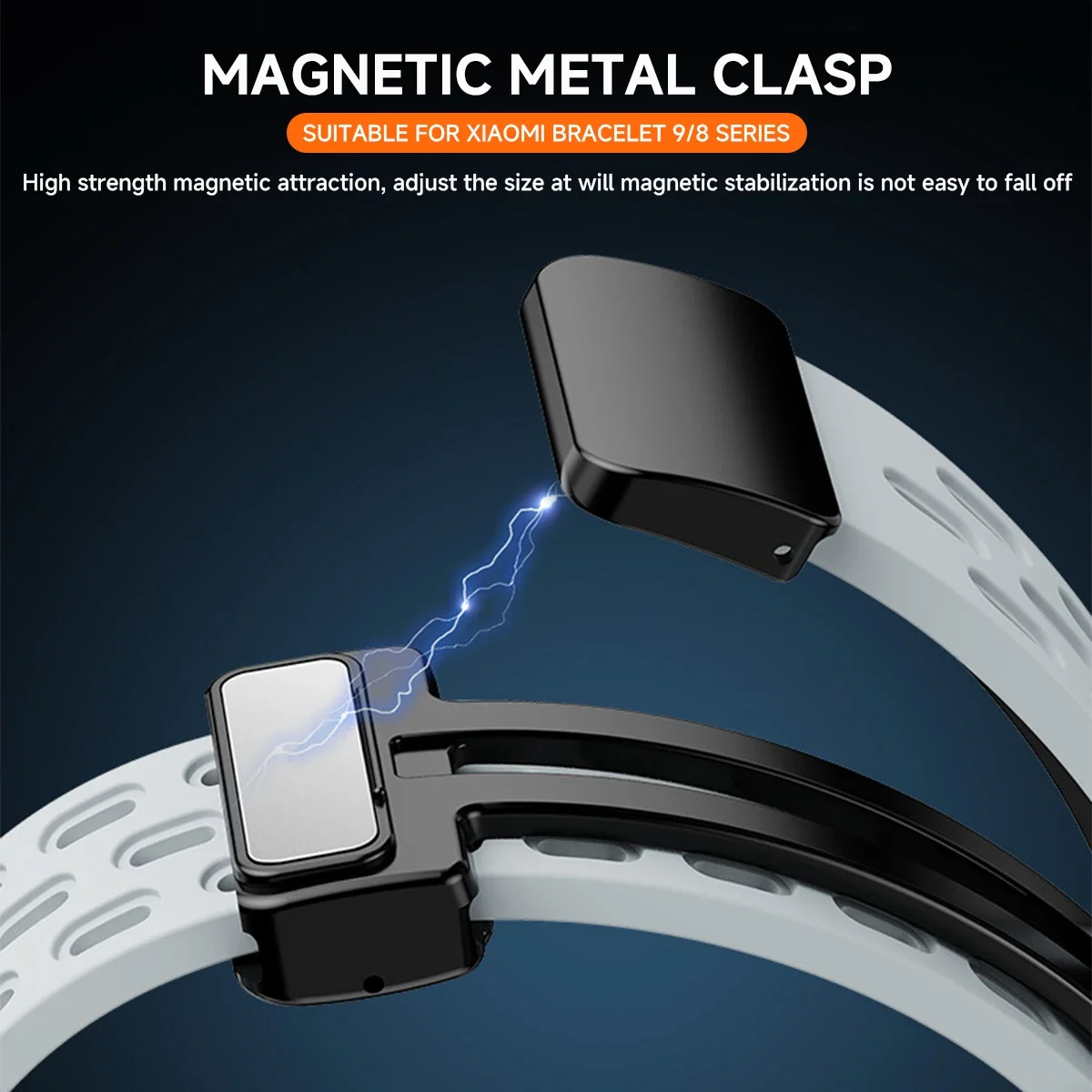 HEISS: Für Xiaomi Band 8 9 Silikon-Uhrenarmband, Magnetisches Atmungsaktives Smartwatch-Ersatzarmband für Xiaomi MiBand 10 – Detail 4