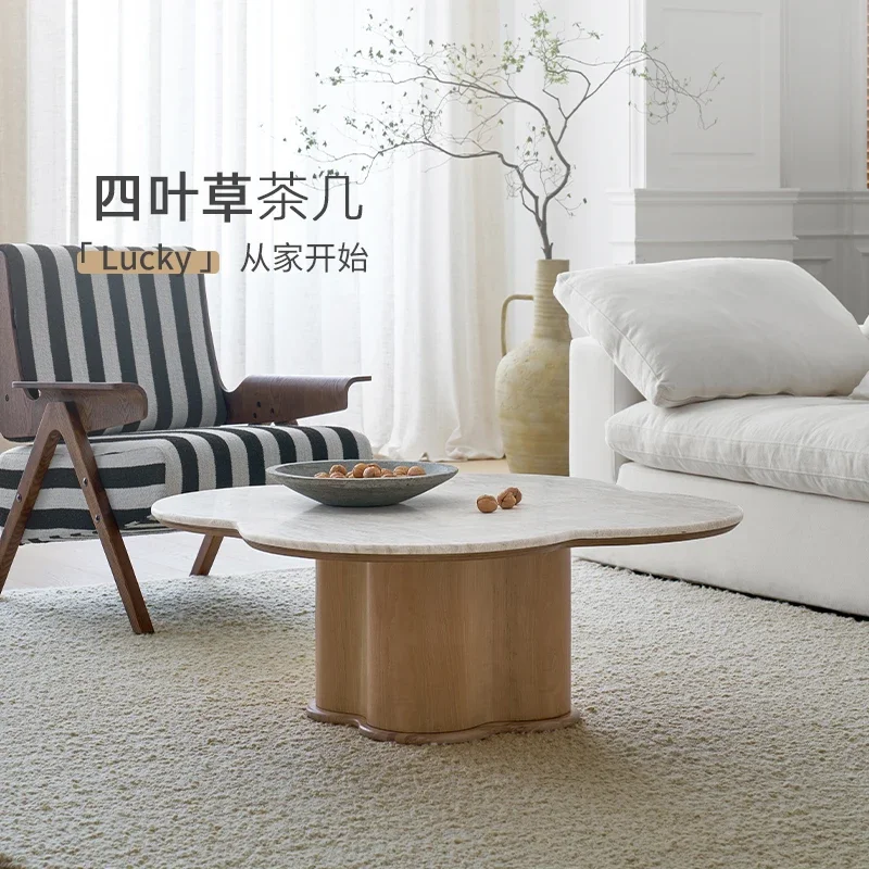 Dimensional coffee table French retro small apartment living room coffee table wabi sandy wind designer special-shaped