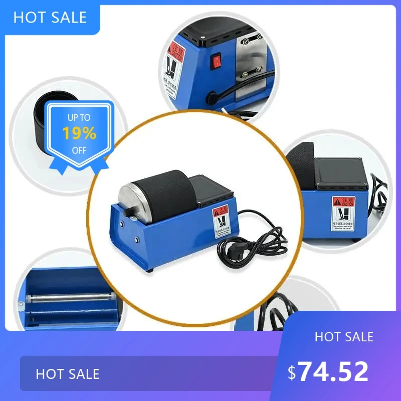 

725Useful Mini Rotary Polishing Machine, Bead Polishing Machine with Rubber Barrel, Roll Barrel Rotating Grinding