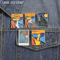 Funny Screaming Animals Oil Painting Art Enamel Pins Cartoon Chicken Mouse Metal Brooches Backpack Lapel Badges Jewelry Gift