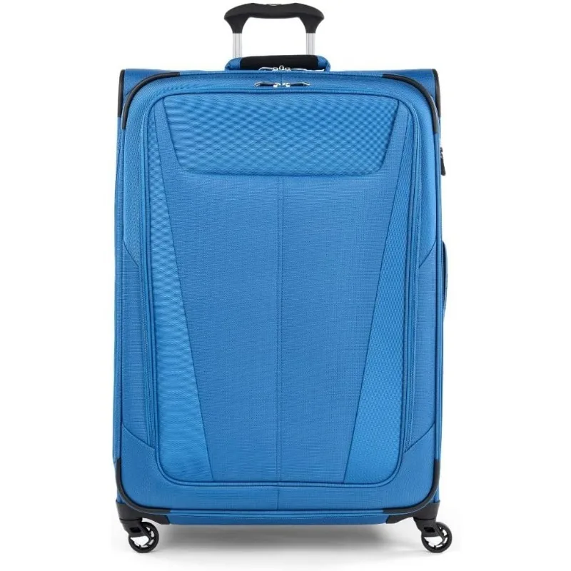 Softside Expandable Checked Luggage with 4 Spinner Wheels, Lightweight Suitcase, Men and Women, Azure Blue