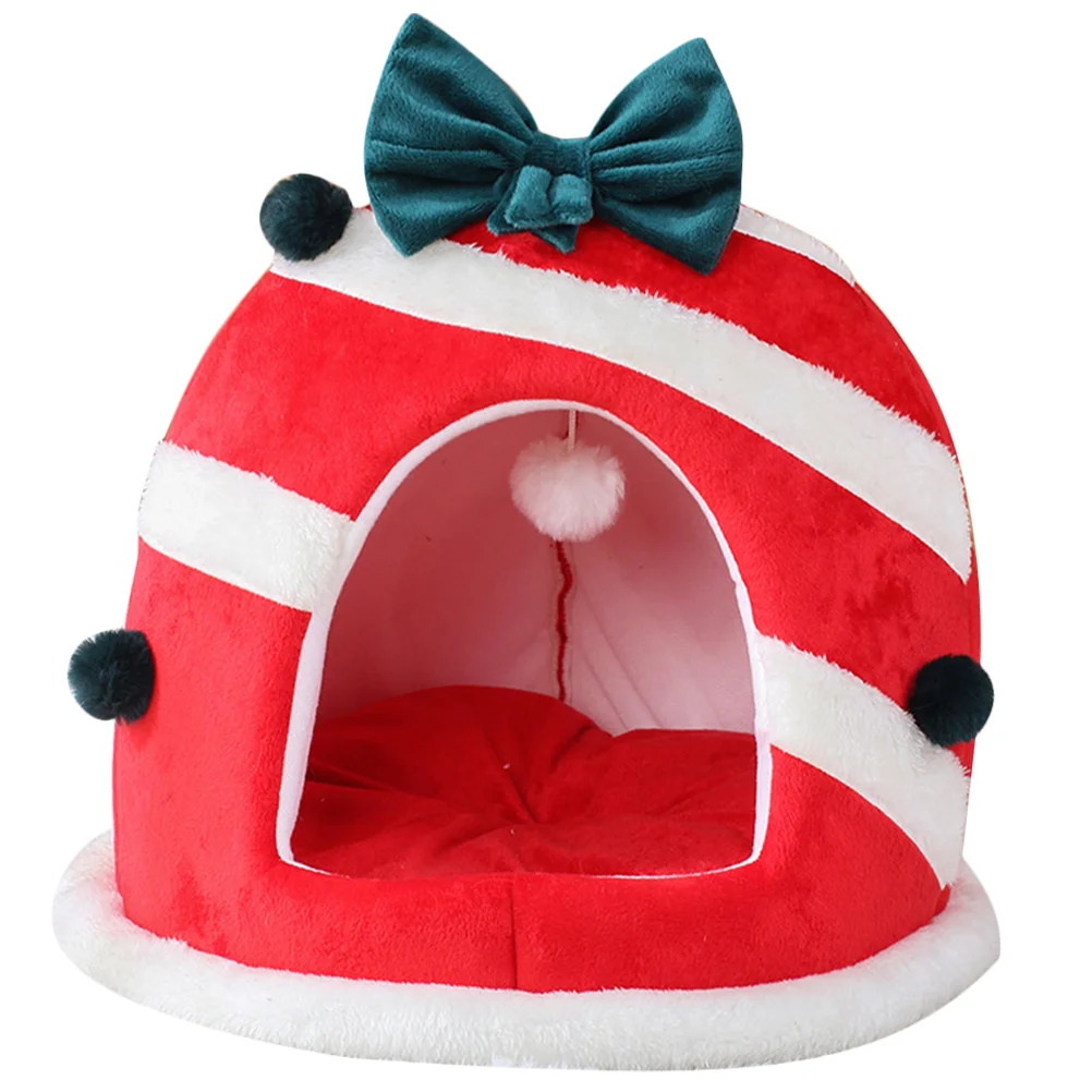 

Christmas Pet Cat Warm Washable Cartoon Shaped Puppy Sleeping Cushion For Small Dogs Decorative Dog Nest Floor Bed Xmas Cat