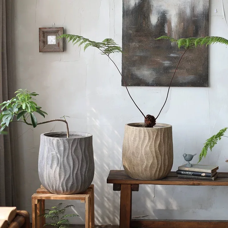 

2026 Garden Planter DesignGarden Fiberglass Round Planter Pot Home Decoration Large Flower Pot Fiber Clay Pots for Floor