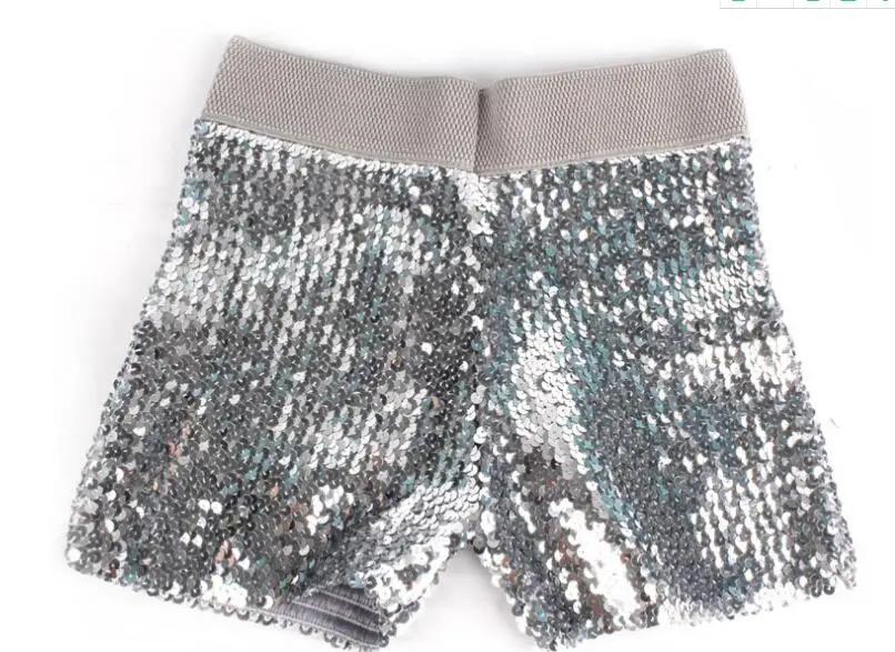 Shorts élastiques taille haute pour femmes, vêtements de scène, shorts brillants, shorts sexy, shorts à paillettes, 6 C, jazz, hip hop, nouveau