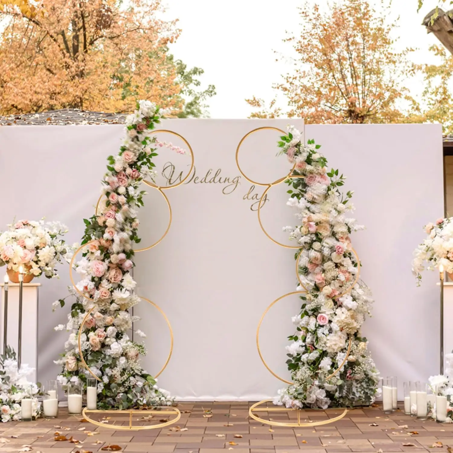 2Pcs Round Wedding Arch Stand, Metal Flower Arch Frame for Photo Balloon Booth Background,  Flower Stand for Backdrop Decor