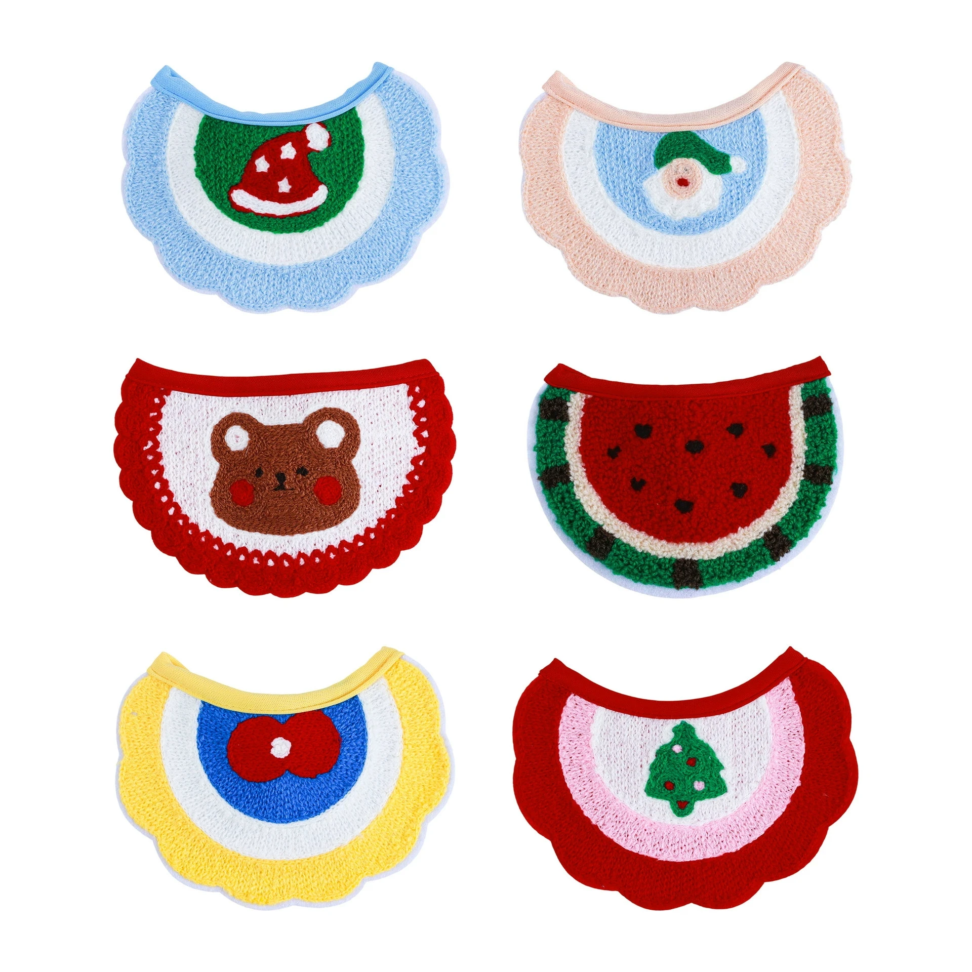 

Cute Knitted Pet Bandana Collar, Polyester Cat Dog Bib Scarf, Cartoon Pattern, Universal Size, Christmas Festival Decoration Acc