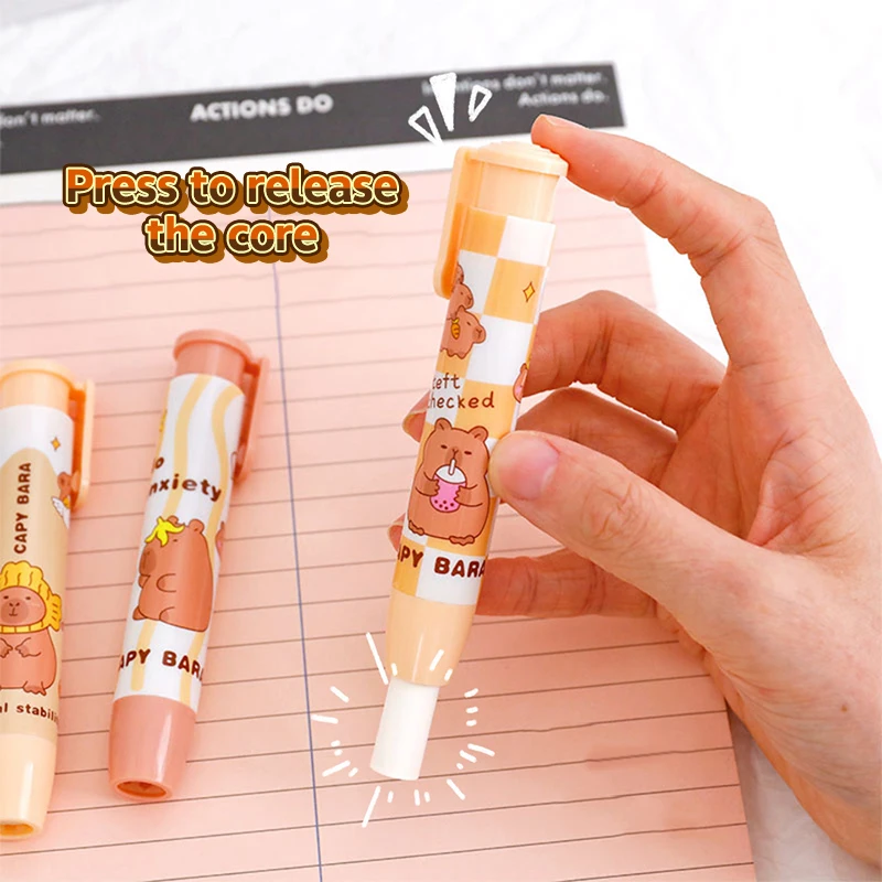 Kawaii Capybara Press The Eraser Cute Soft School Supplies Easy To Erase, Leaving No Trace Office Student Rubber Eraser Gift