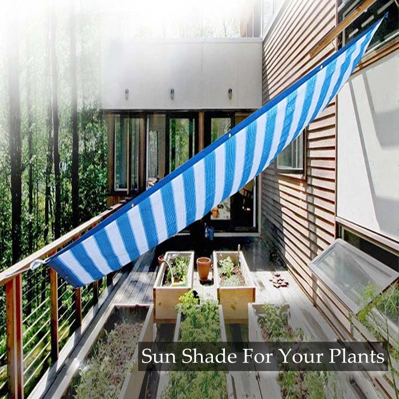 Blue And White Stripe Anti-UV Sunshade Net Awning Sail Window Awning Plant Cover Decoration Balcony Fence Veranda Net Privacy