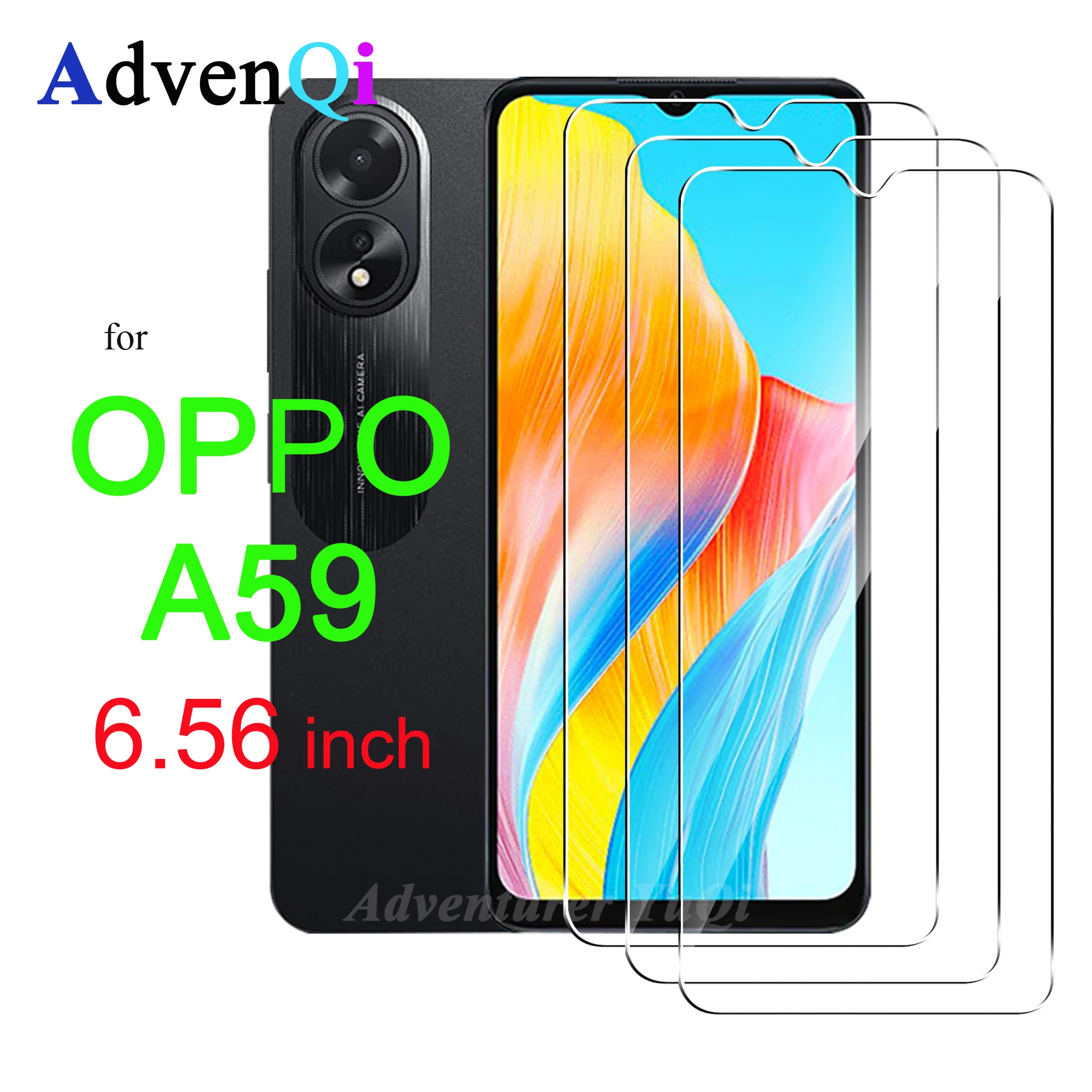 Защитная пленка для экрана OPPO A59 6,56 дюйма 2023, закаленное стекло HD 9H, прозрачное, устойчивое к царапинам, совместимое с чехлами