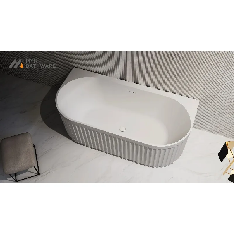 حوض استحمام ذو سطح صلب من الراتنج الحجري المركب ذو التصميم الأبيض للبيع