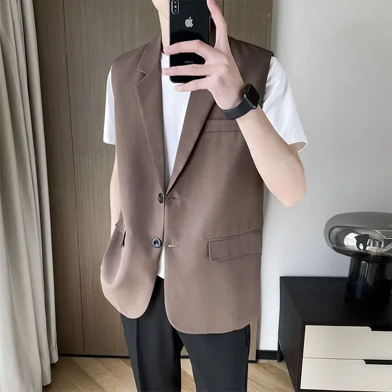 British Style Slim Blazer 2025 Summer Men's Thin Layer Vest High Quality Unisex Blazer Coat for Wedding Date Outdoor Activities