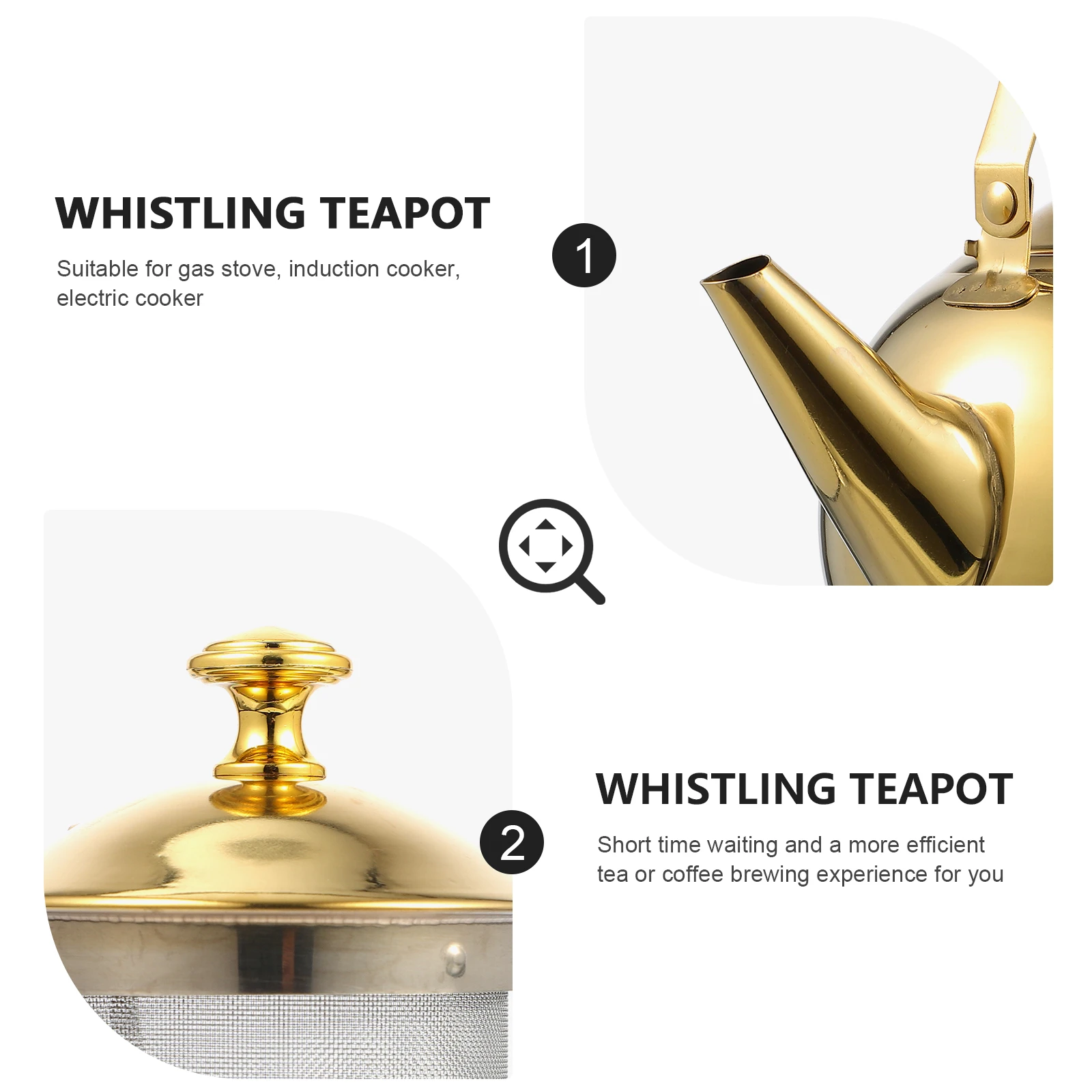

1pc Stainless Steel Teapot Golden Kettle Small Mini Stovetop Travel Boiling Gas Stove Easy Clean Durability Kitchen Barware