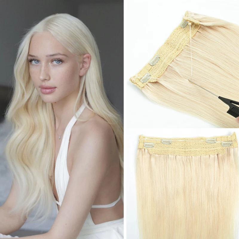 

Светлые волосы с ореолом, наращивание волос, человеческие волосы, прямые волосы, леска, натуральные волосы для наращивания с 4 прядями