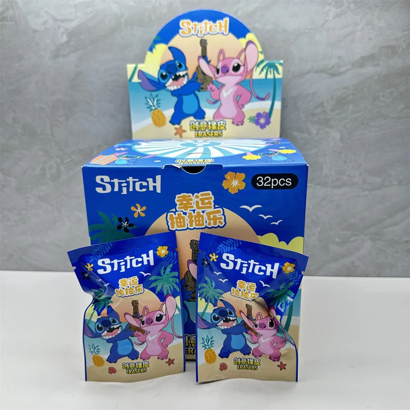 Disney Stitch Eraser 8/32pcs  Kawaii Student Stationery  Cartoon 3d Blind Bag Pencil Eraser Cleaning Tools Cute School Gifts