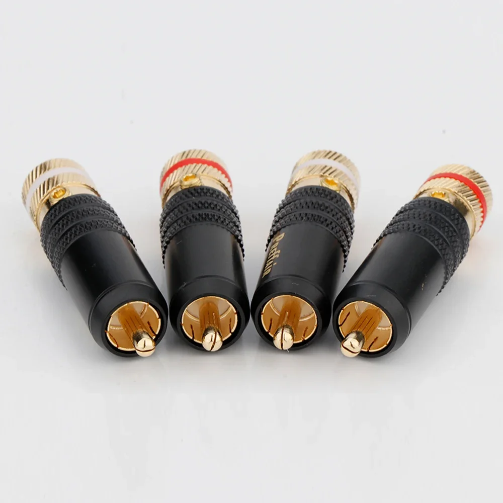 Preffair Gold Plated Copper RCA Plug Durable RCA Connector Screws Soldering Locking Audio Video plug